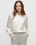 25 Momme Silk Knot Neck Long Sleeve Blouse