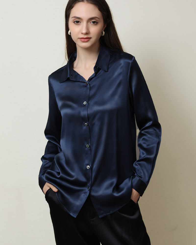 19 Momme Basic Silk Shirt for Women